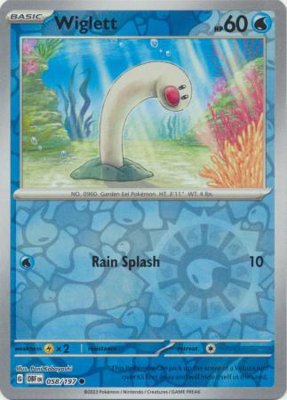 Pokemon Card Obsidian Flames 058/197 58/197 Wiglett Reverse Holo Common *MINT*