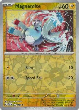 Pokemon Card Obsidian Flames 063/197 63/197 Magnemite Reverse Holo Common *MINT*