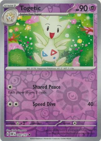 Pokemon Card Obsidian Flames 084/197 84/197 Togetic Reverse Holo Uncommon *MINT*