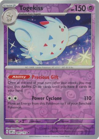 Pokemon Card Obsidian Flames 085/197 85/197 Togekiss Reverse Holo Rare *MINT*