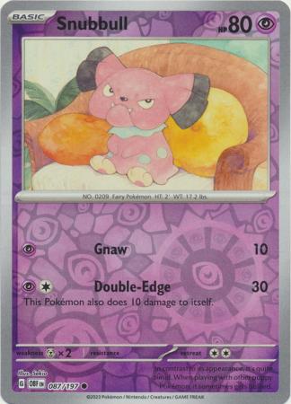 Pokemon Card Obsidian Flames 087/197 87/197 Snubbull Reverse Holo Common *MINT*