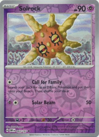 Pokemon Card Obsidian Flames 093/197 93/197 Solrock Reverse Holo Uncommon *MINT*