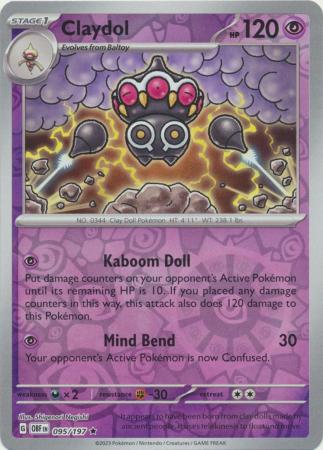 Pokemon Card Obsidian Flames 095/197 95/197 Claydol Reverse Holo Rare *MINT*