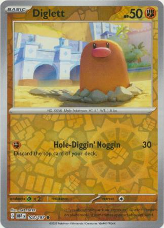 Pokemon Card Obsidian Flames 103/197 Diglett Reverse Holo Common *MINT*