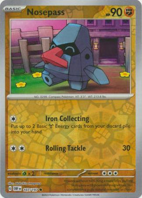 Pokemon Card Obsidian Flames 107/197 Nosepass Reverse Holo Common *MINT*