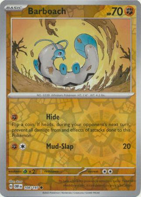 Pokemon Card Obsidian Flames 108/197 Barboach Reverse Holo Common *MINT*