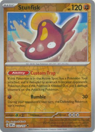 Pokemon Card Obsidian Flames 112/197 Stunfisk Reverse Holo Uncommon *MINT*