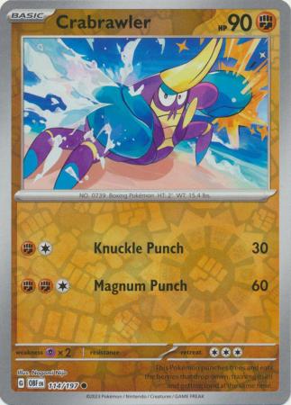 Pokemon Card Obsidian Flames 114/197 Crabrawler Reverse Holo Common *MINT*