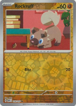 Pokemon Card Obsidian Flames 116/197 Rockruff Reverse Holo Common *MINT*