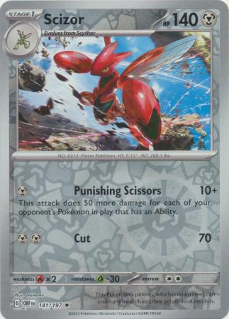 Pokemon Card Obsidian Flames 141/197 Scizor Reverse Holo Rare *MINT*