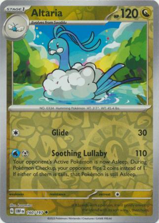 Pokemon Card Obsidian Flames 160/197 Altaria Reverse Holo Uncommon *MINT*