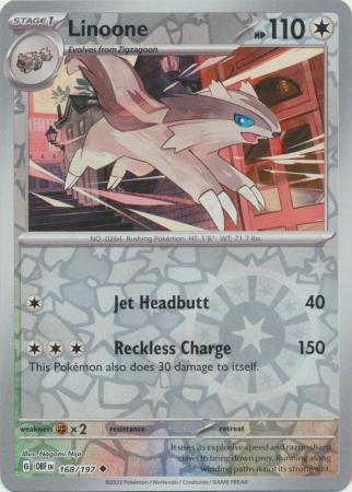 Pokemon Card Obsidian Flames 168/197 Linoone Reverse Holo Uncommon *MINT*