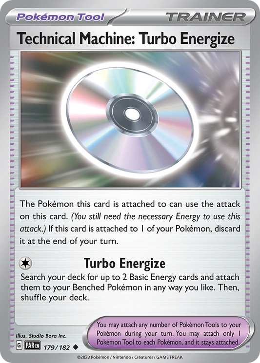 179/182 Technical Machine: Turbo Energize  Pokemon Card  Paradox Rift Uncommon Pokemon Tool *MINT*