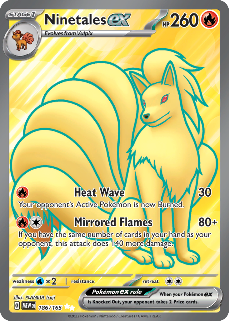 186/165 Ninetales ex  Pokemon Card  151 Ultra Rare *MINT*