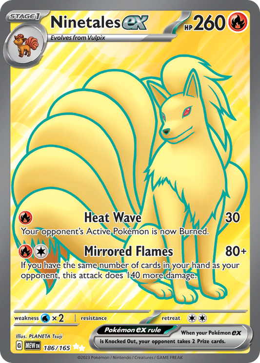 186/165 Ninetales ex  Pokemon Card  151 Ultra Rare *MINT*