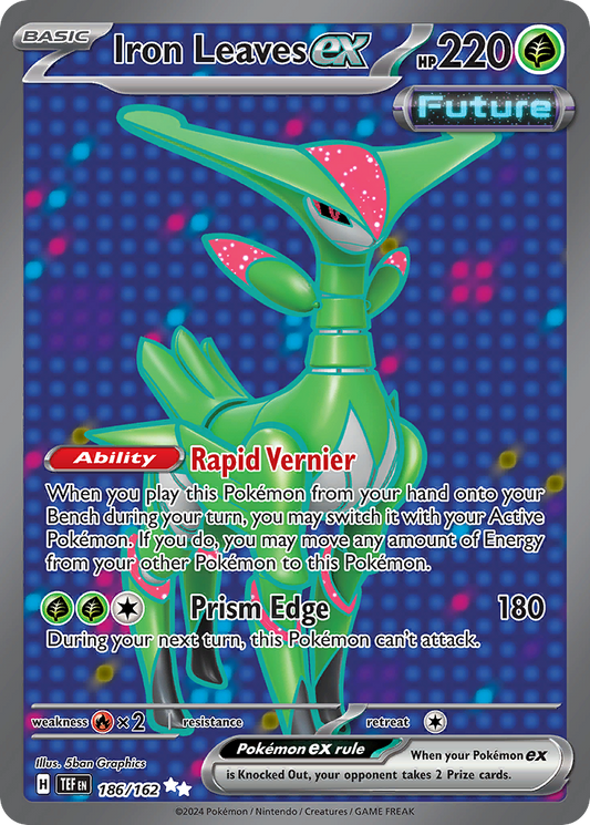 186/162 Iron Leaves ex  Pokemon Card  Temporal Forces Ultra Rare *MINT*