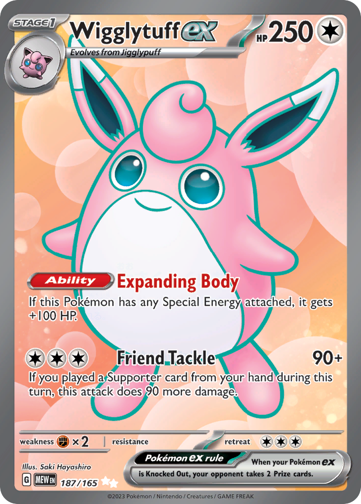 187/165 Wigglytuff ex  Pokemon Card  151 Ultra Rare *MINT*