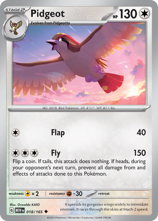 018/165 18/165 Pidgeot  Pokemon Card  151 Uncommon *MINT*