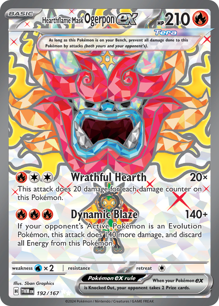 192/167 Hearthflame Mask Ogerpon ex  Pokemon Card  Twilight Masquerade Ultra Rare *MINT*