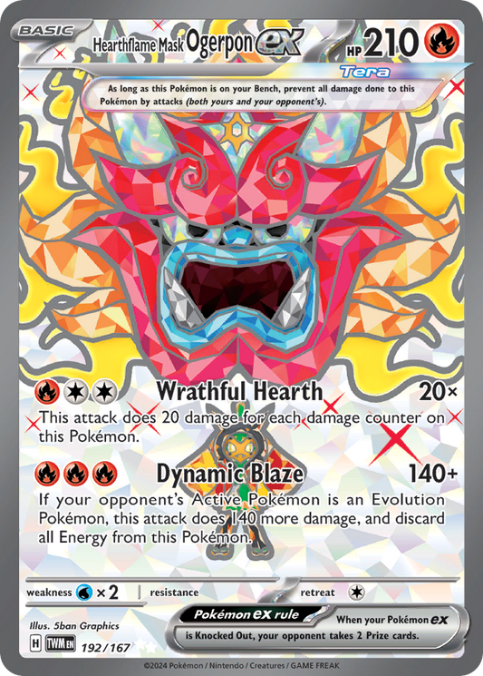 192/167 Hearthflame Mask Ogerpon ex  Pokemon Card  Twilight Masquerade Ultra Rare *MINT*