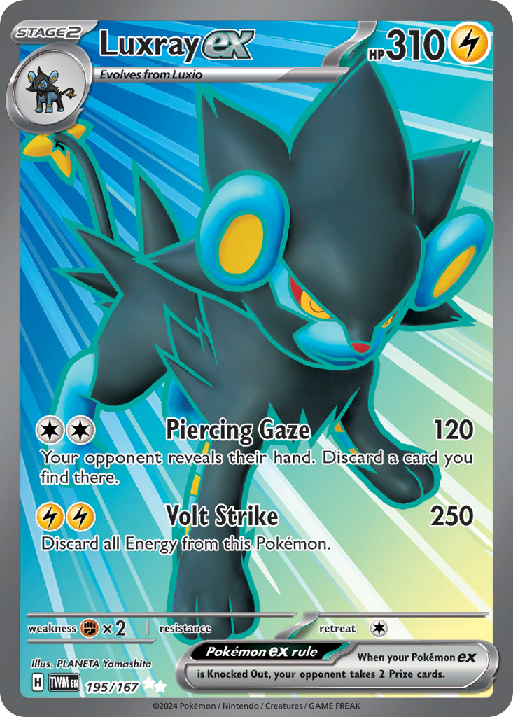 195/167 Luxray ex  Pokemon Card  Twilight Masquerade Ultra Rare *MINT*