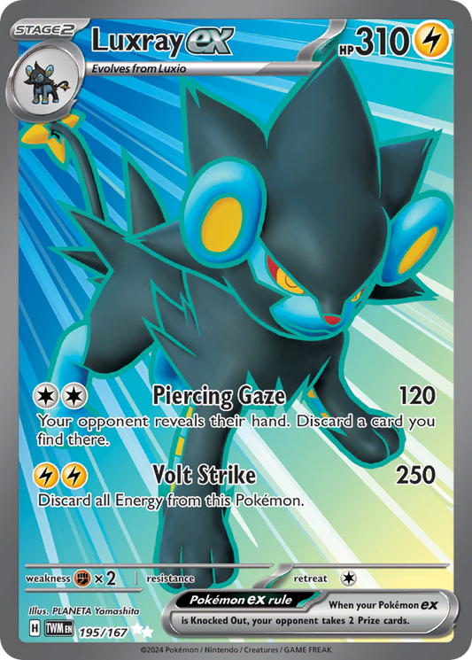 195/167 Luxray ex  Pokemon Card  Twilight Masquerade Ultra Rare *MINT*