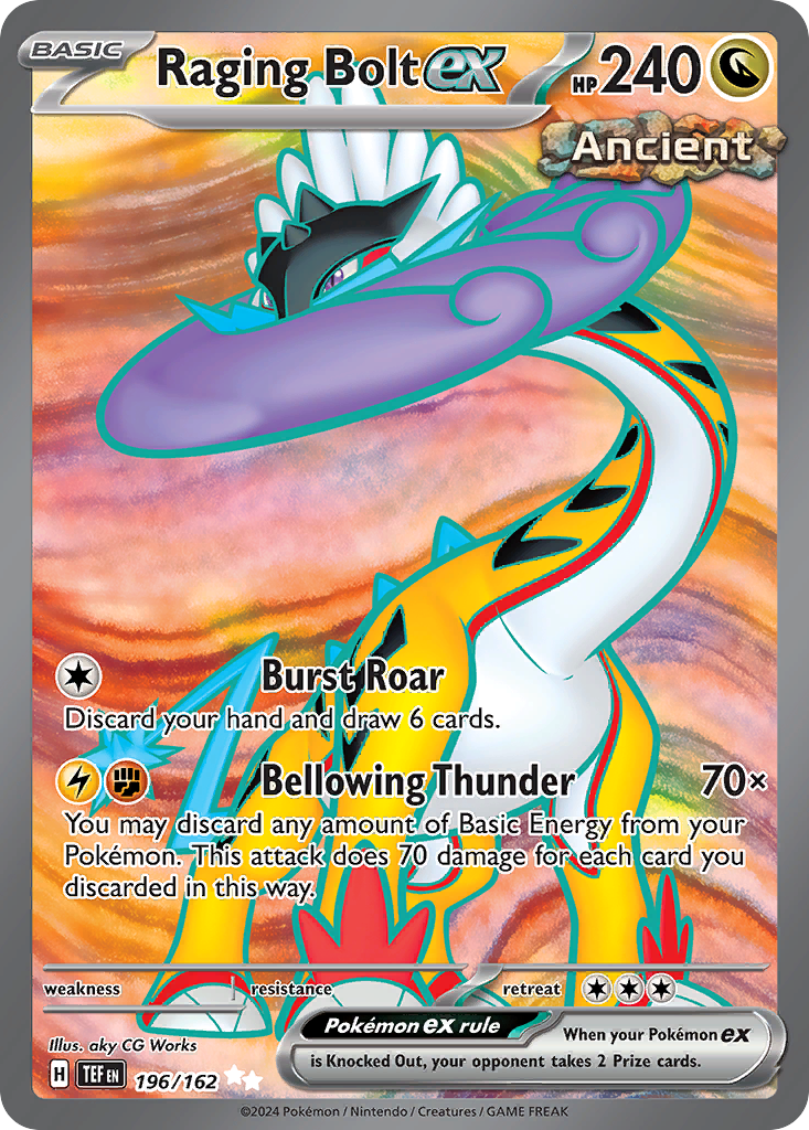 196/162 Raging Bolt ex  Pokemon Card  Temporal Forces Ultra Rare *MINT*