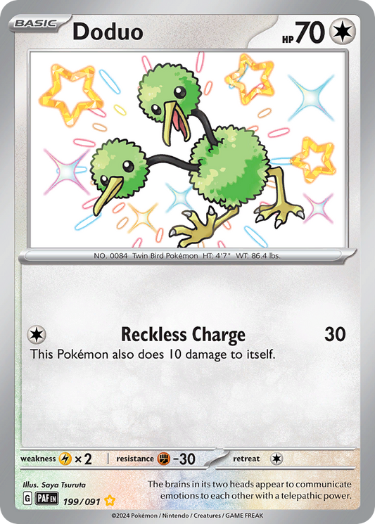 199/91 Doduo  Pokemon Card  Paldean Fates Shiny Rare *MINT*