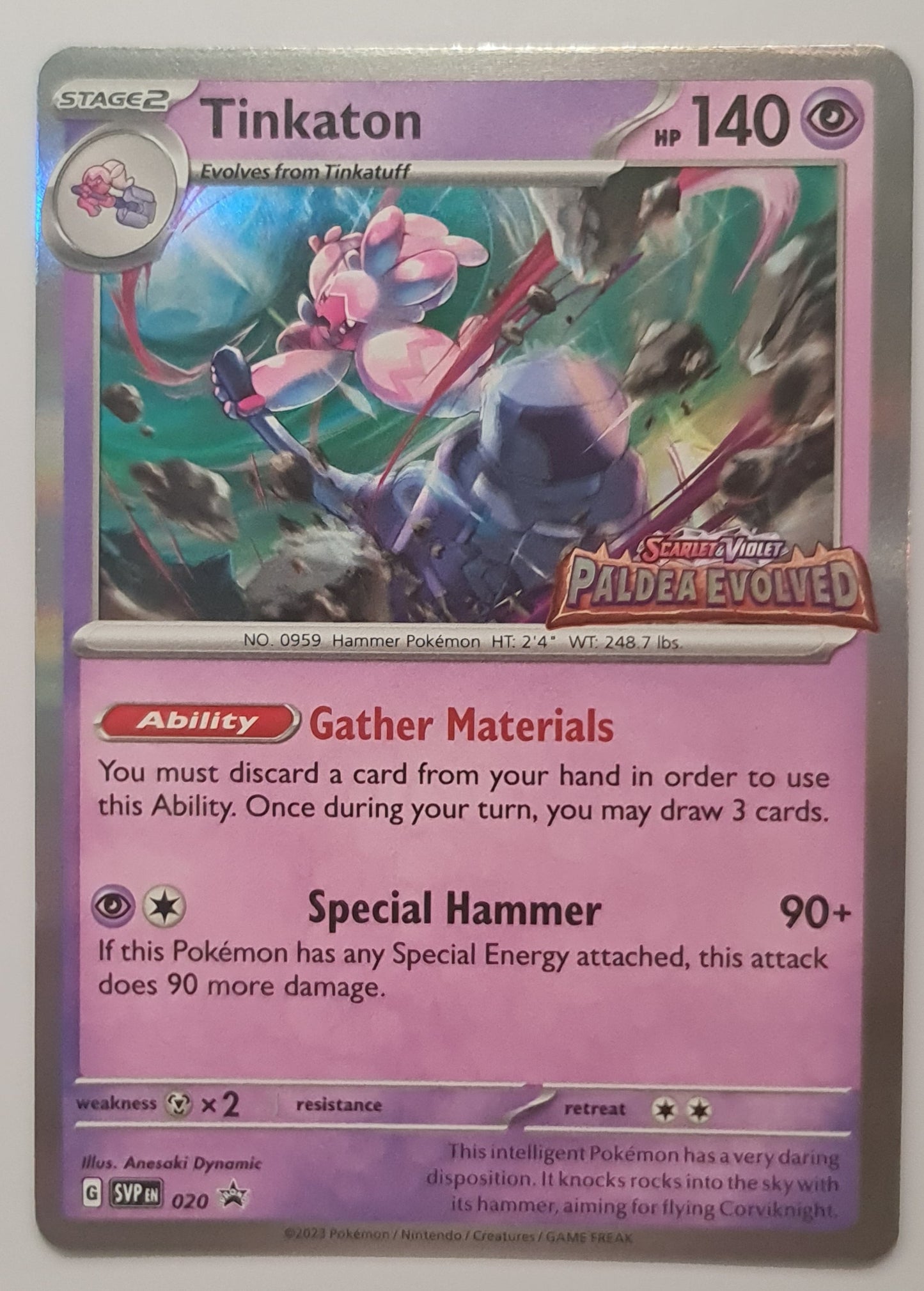 (S) Pokemon Card SVP-En 020 Tinkaton Prerelease promo