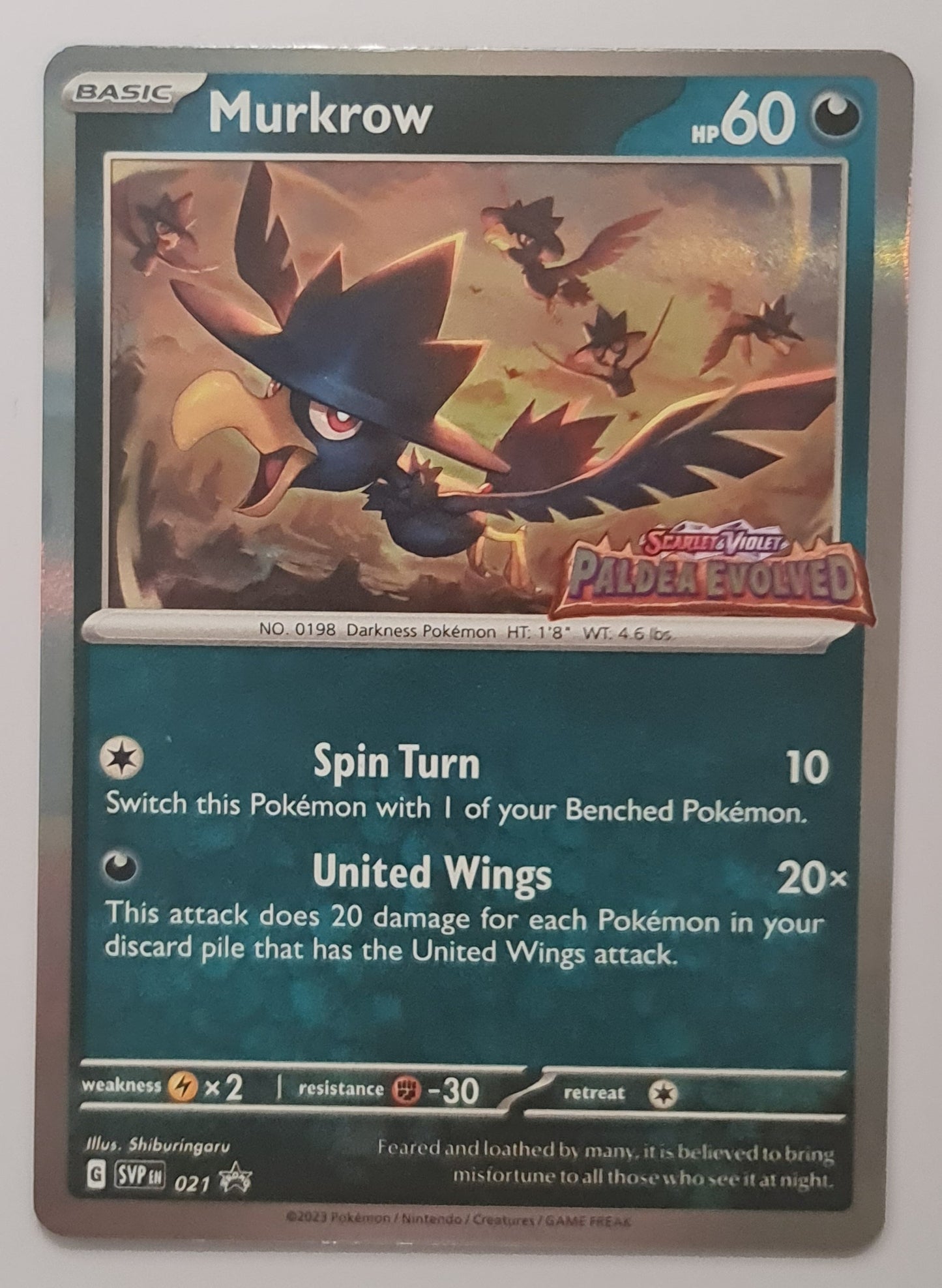 (S) Pokemon Card SVP-En 021 Murkrow Prerelease promo