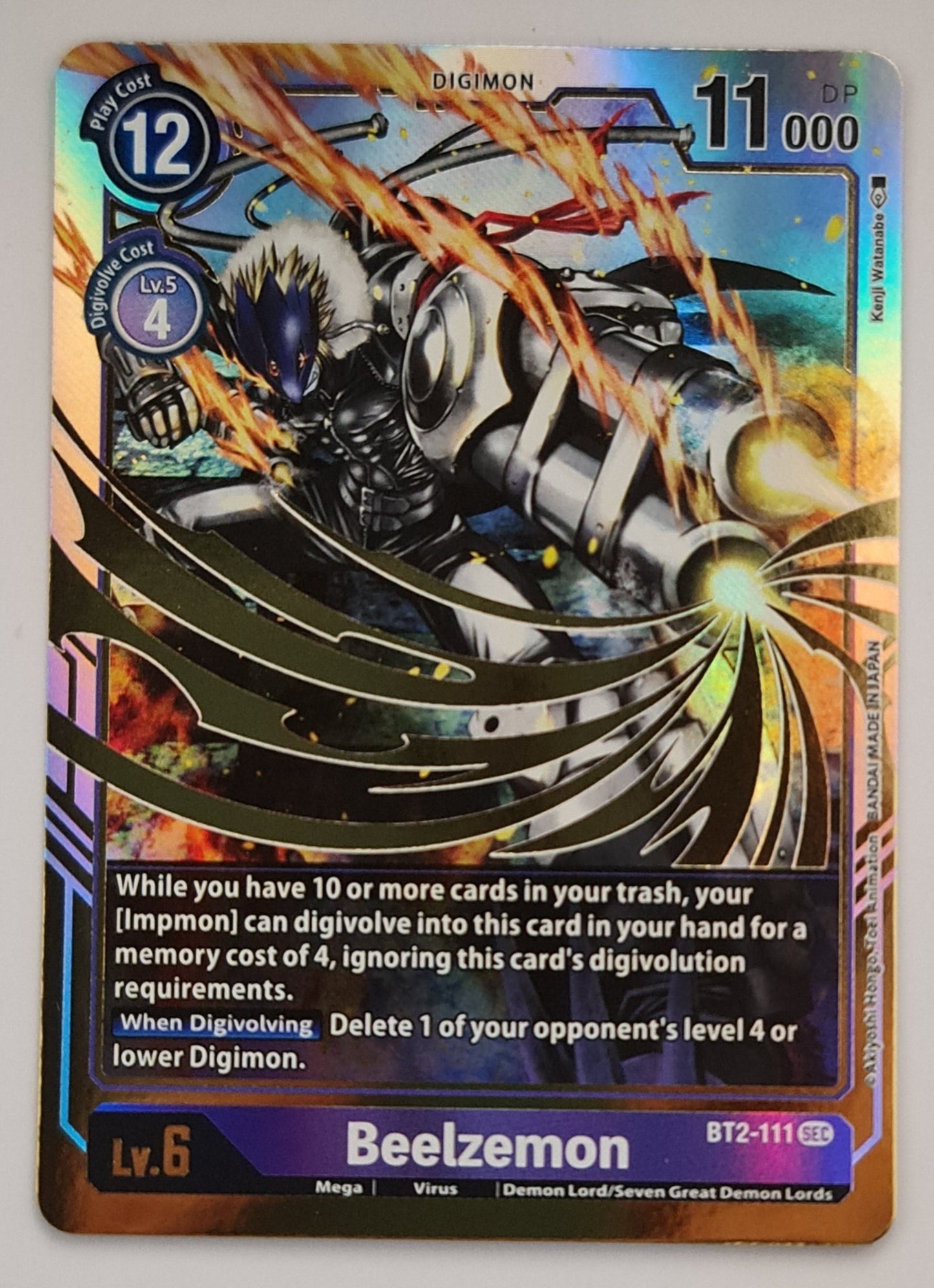 <transcy>بطاقة Digimon الإصدار 1.0 Beelzemon BT2-111 SEC</transcy>