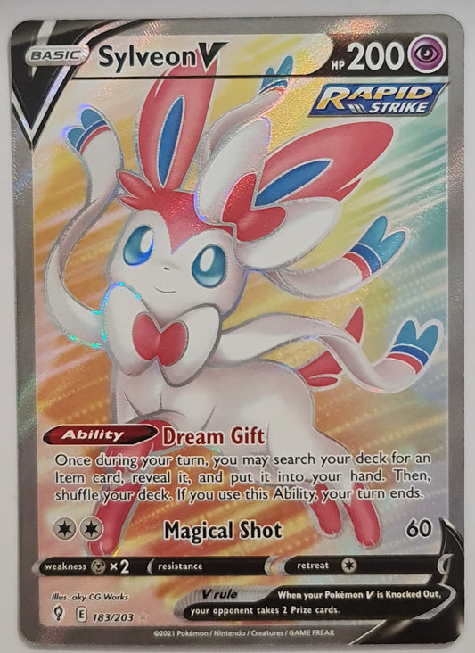 لعبة Pokemon Card Evolution Skies 183/203183/203 Sylveon V Full Art * M *