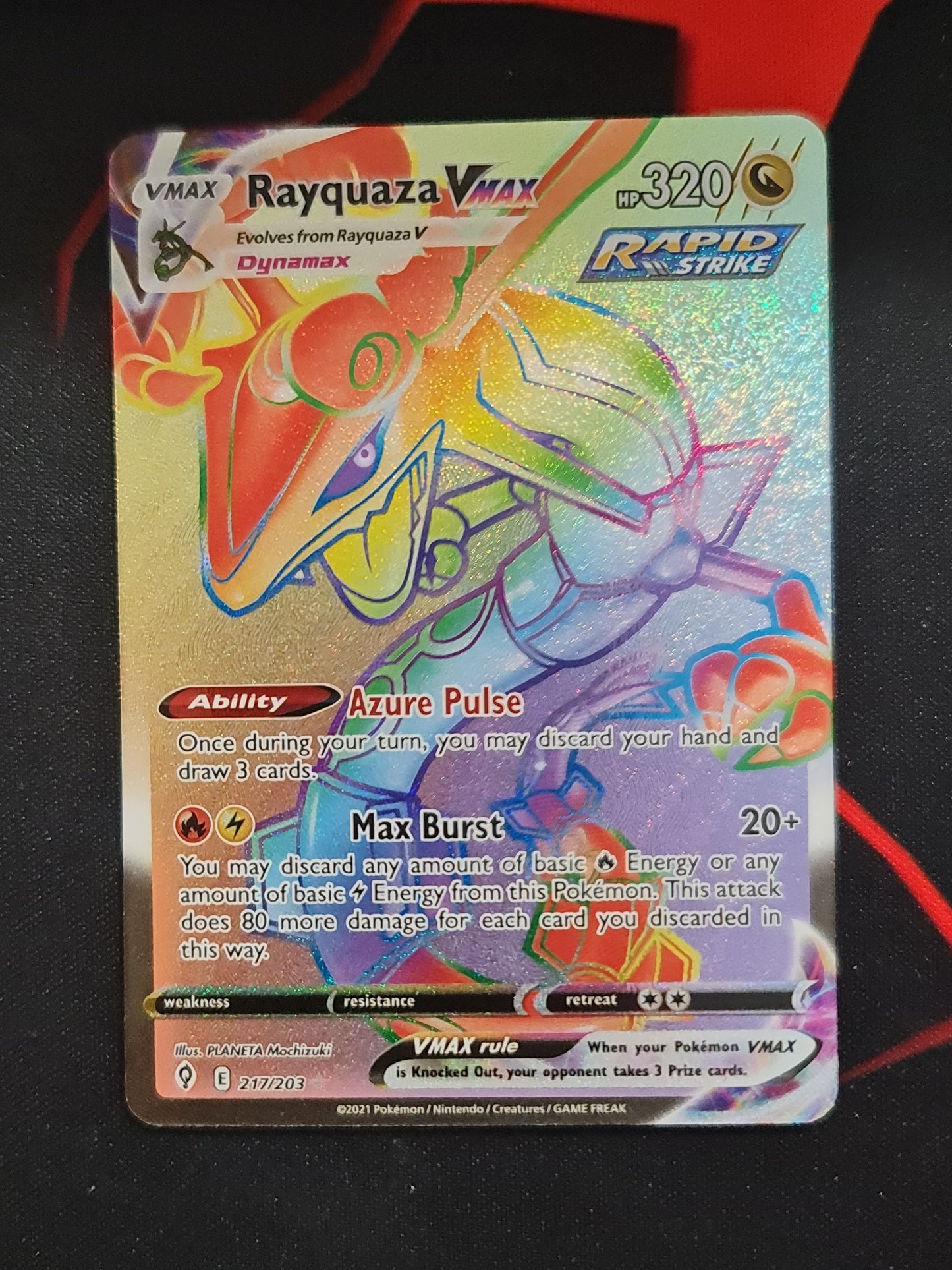 <transcy>لعبة Pokemon Card Evolution Skies 217/203 217/203 Rayquaza VMAX Hyper Rare</transcy>