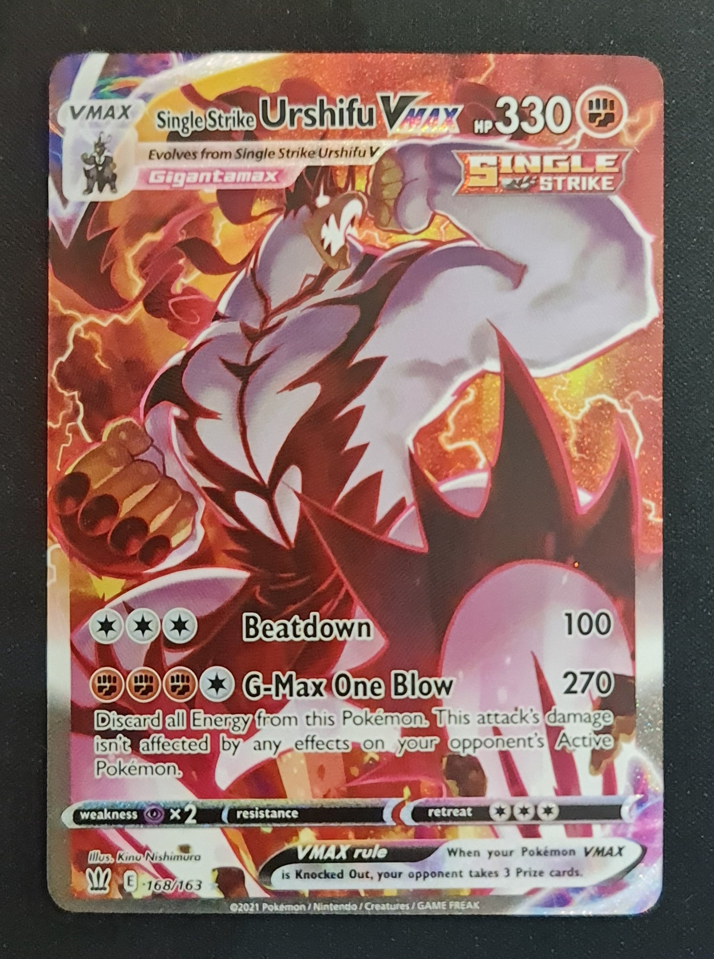 <transcy>لعبة Pokemon Card Battle Styles 168/163168/163 Single Strike Urshifu VMAX Secret Rare</transcy>