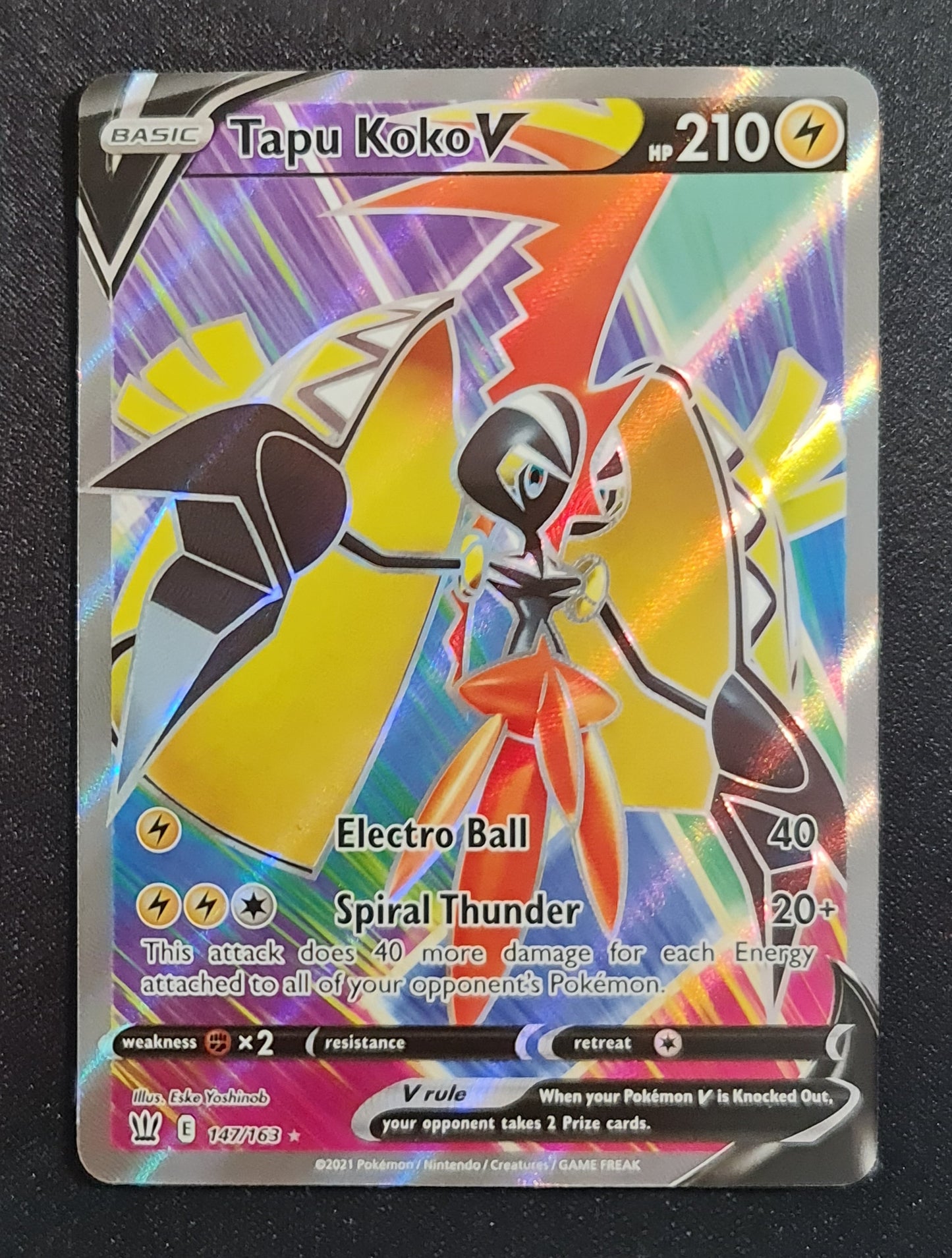 <transcy>لعبة Pokemon Card Battle Styles 147/163 147/163 Tapu Koko V Full Art</transcy>