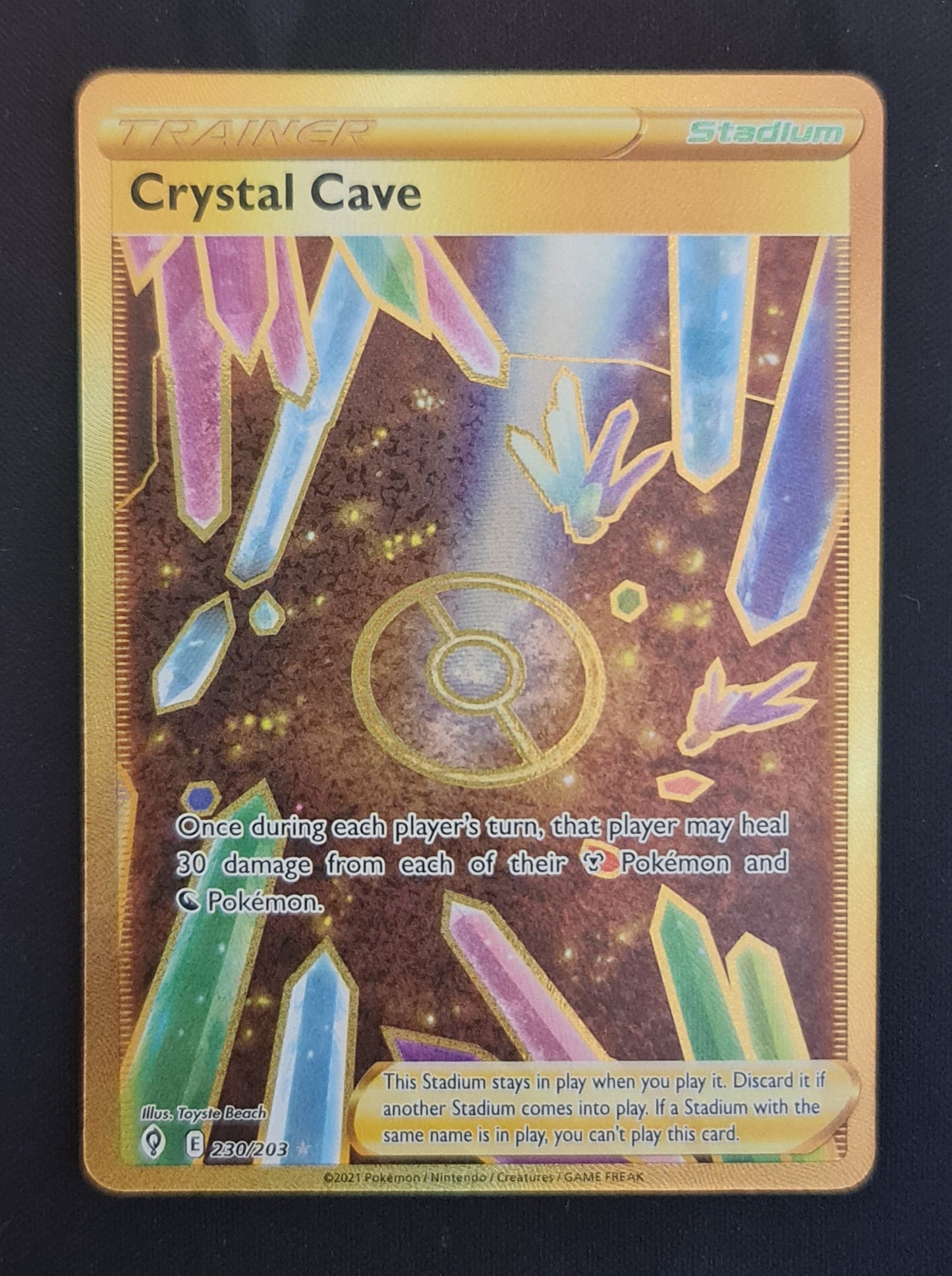 <transcy>Pokemon Card Evolving Skies 230/203 230/203 Crystal Cave Stadium Secret Rare</transcy>