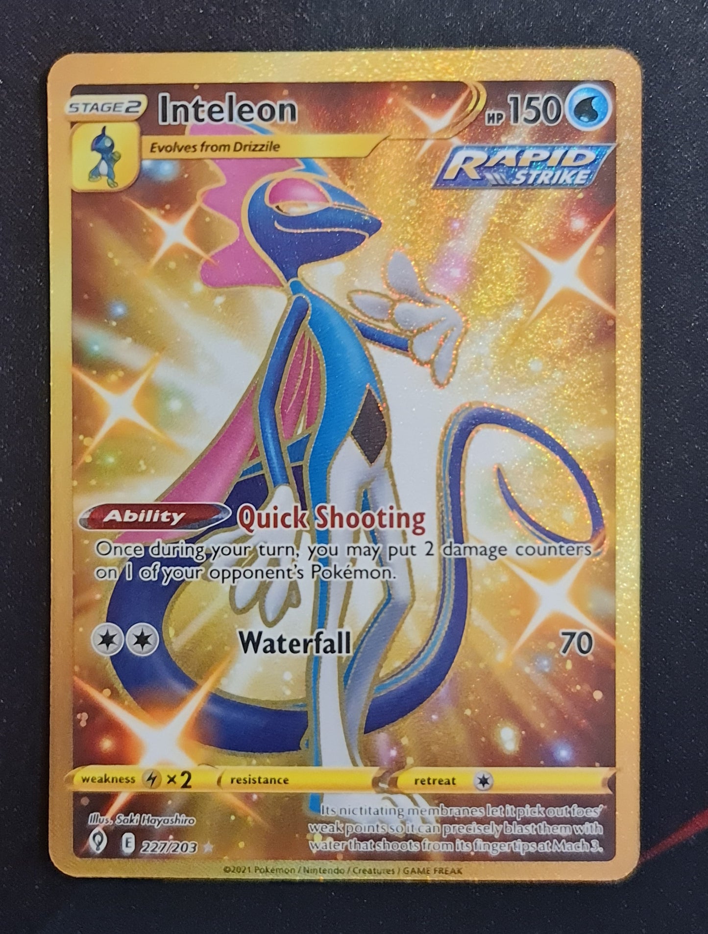 <transcy>Pokemon Card Evolving Skies 227/203 227/203 Inteleon Secret Rare</transcy>