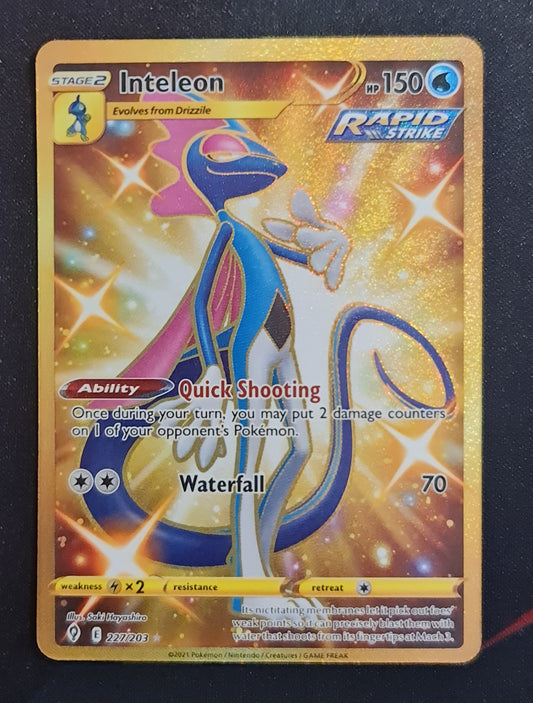 <transcy>لعبة Pokemon Card Evolution Skies 227/203 227/203 Inteleon Secret Rare</transcy>