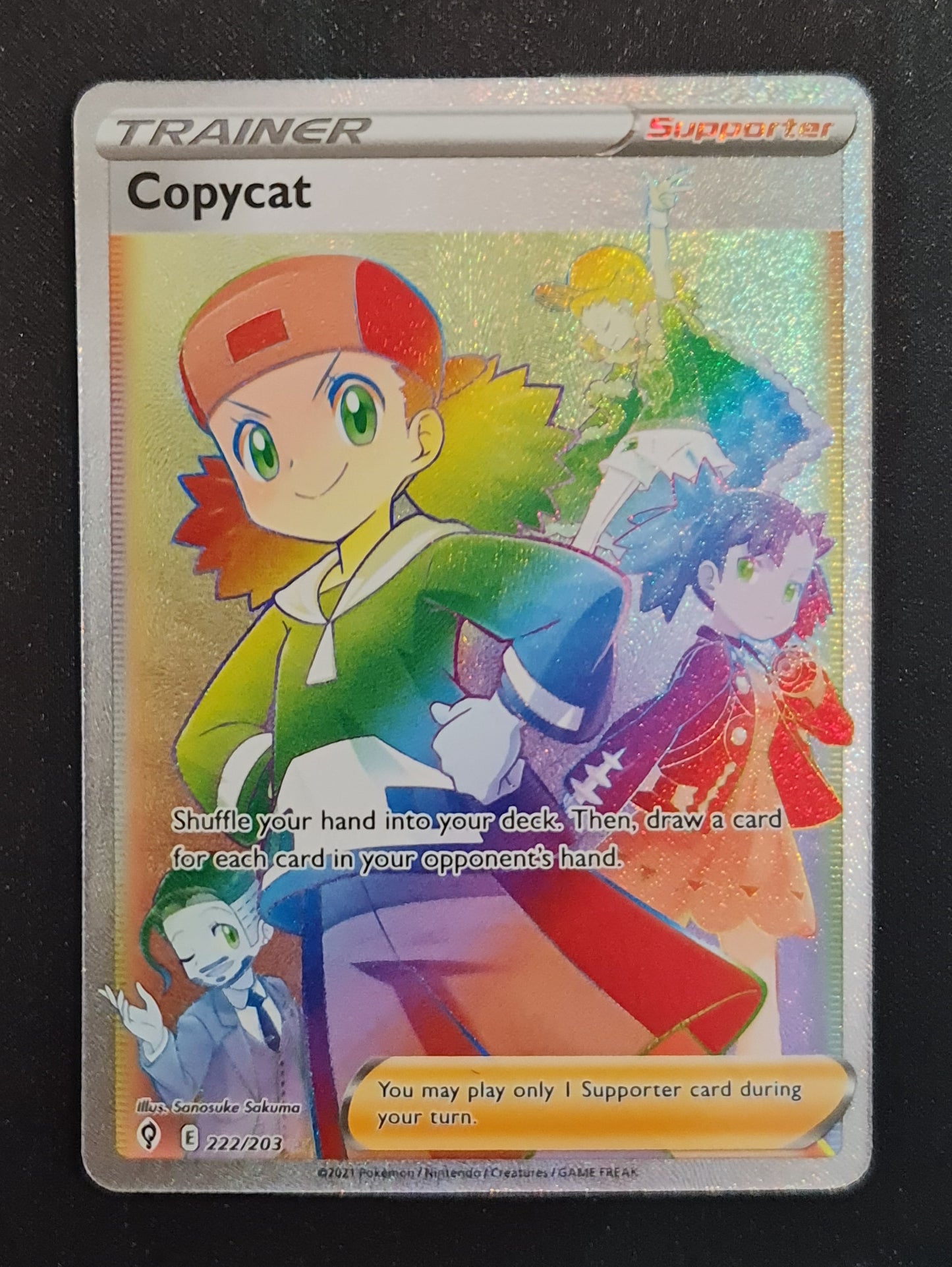 <transcy>Pokemon Card Evolving Skies 222/203 222/203 Nachahmer Unterstützer Hyper Rare</transcy>