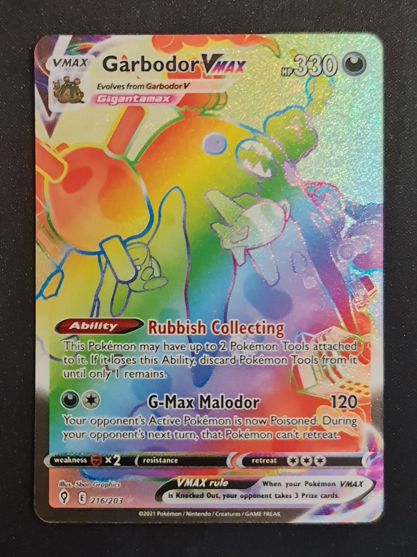 Pokemon Card Evolving Skies 216/203 216/203 Garbodor VMAX Hyper Rare