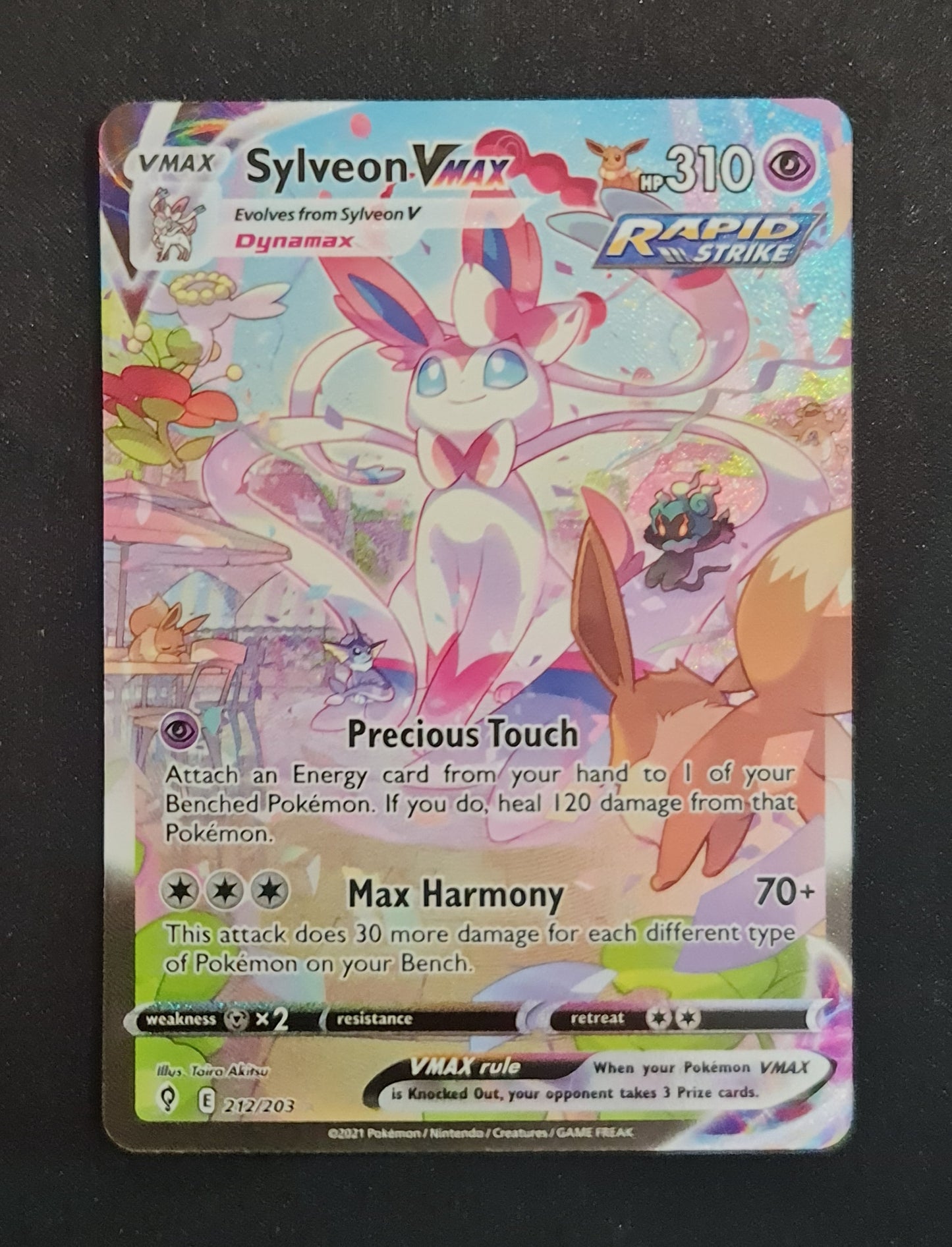 <transcy>بطاقة بوكيمون Evolution Skies 212/203 212/203 Sylveon VMAX Secret Rare</transcy>