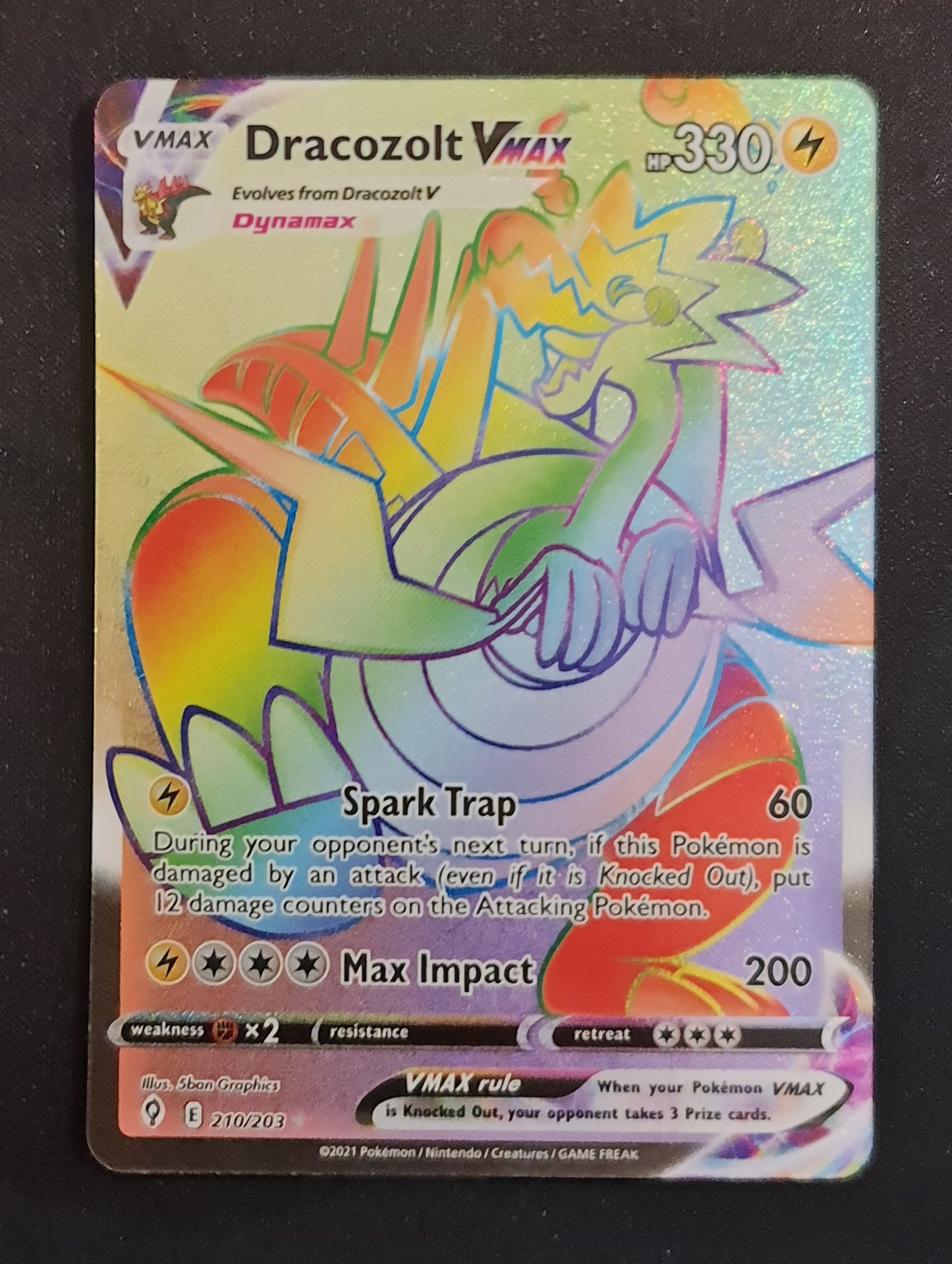 <transcy>Pokemon Card Evolving Skies 210/203 210/203 Dracozolt VMAX Hyper Rare</transcy>