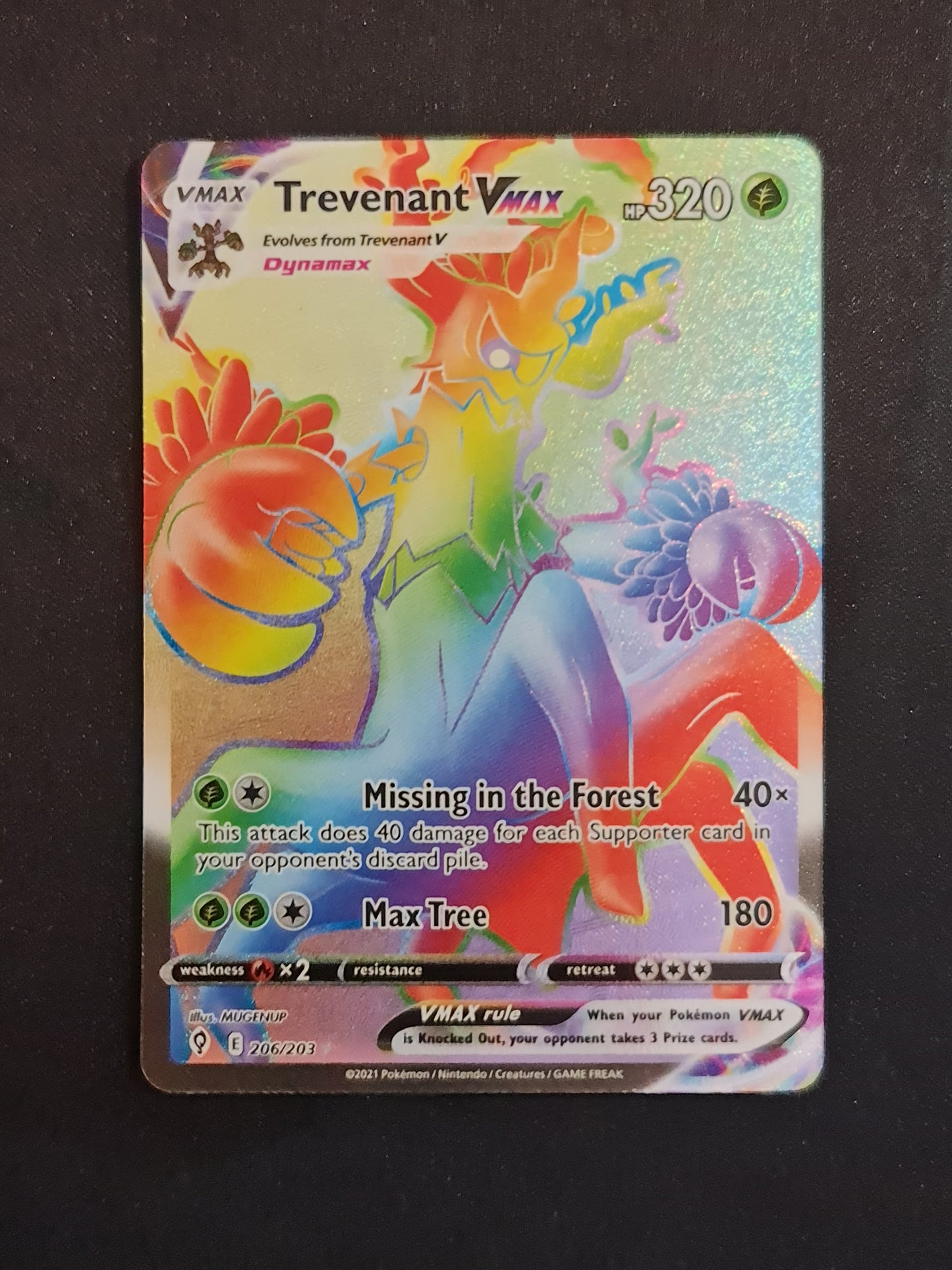 <transcy>لعبة Pokemon Card Evolution Skies 206/203206/203 Trevenant VMAX Hyper Rare</transcy>