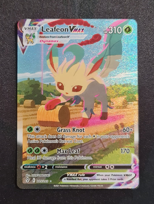 <transcy>بطاقة بوكيمون تتطور السماء 205/203205/203 Leafeon VMAX Secret Rare</transcy>