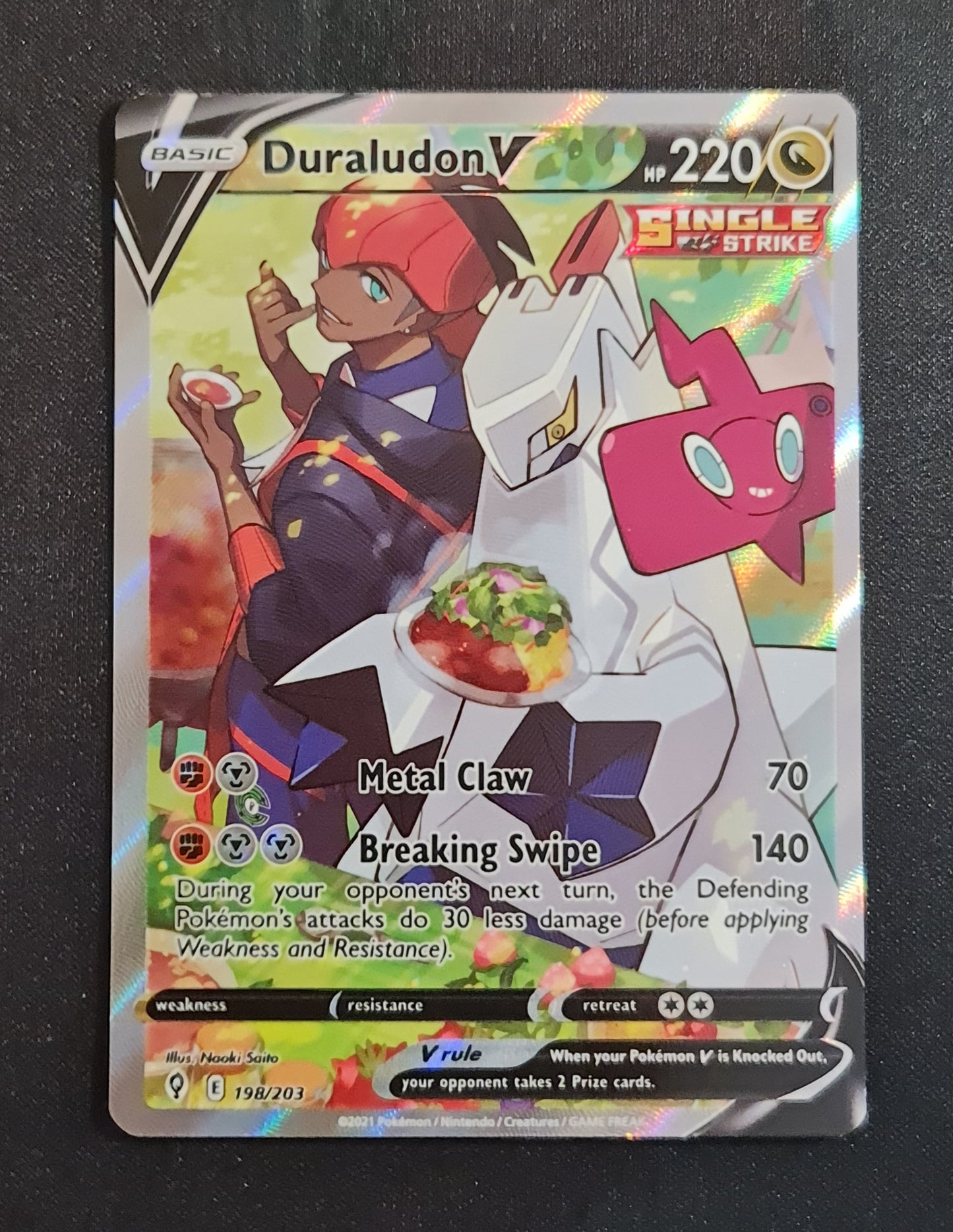 لعبة Pokemon Card Evolution Skies 198/203 198/203 Duraludon V Full Art * M *