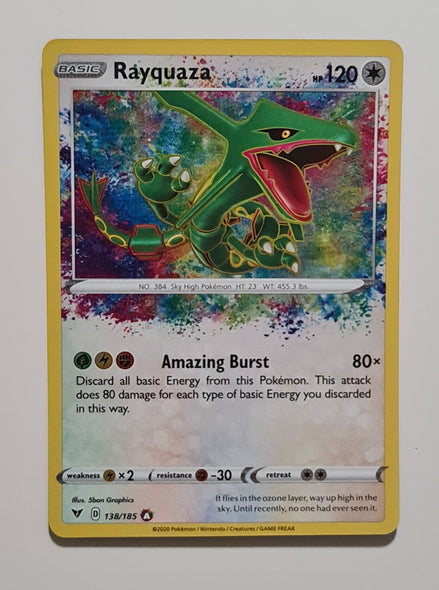 <transcy>Pokemon Card Vivid Voltage 138/185 Rayquaza Amazing Rare</transcy>