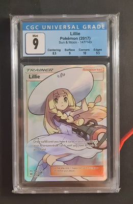 Pokemon Card Lillie 147/149 Sun & Moon CGC MINT 9 Graded