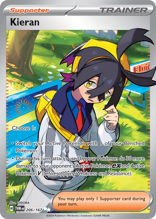 206/167 Kieran  Pokemon Card  Twilight Masquerade Ultra Rare Supporter *MINT*