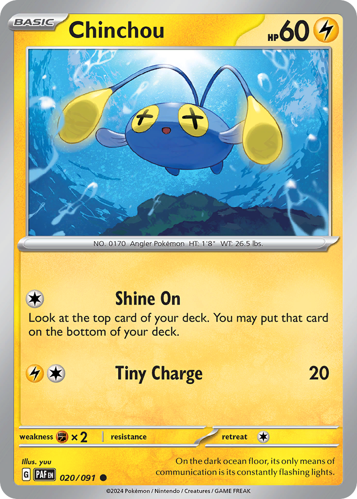 20/91 Chinchou  Pokemon Card  Paldean Fates Common *MINT*