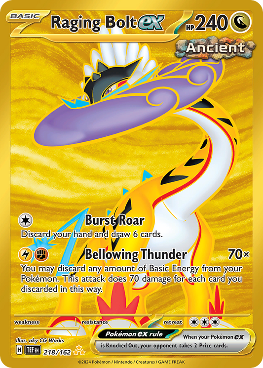 218/162 Raging Bolt ex  Pokemon Card  Temporal Forces Hyper Rare *MINT*